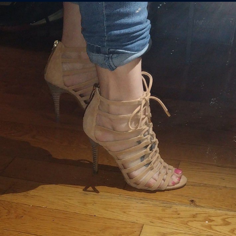 Coach suede lace up heels